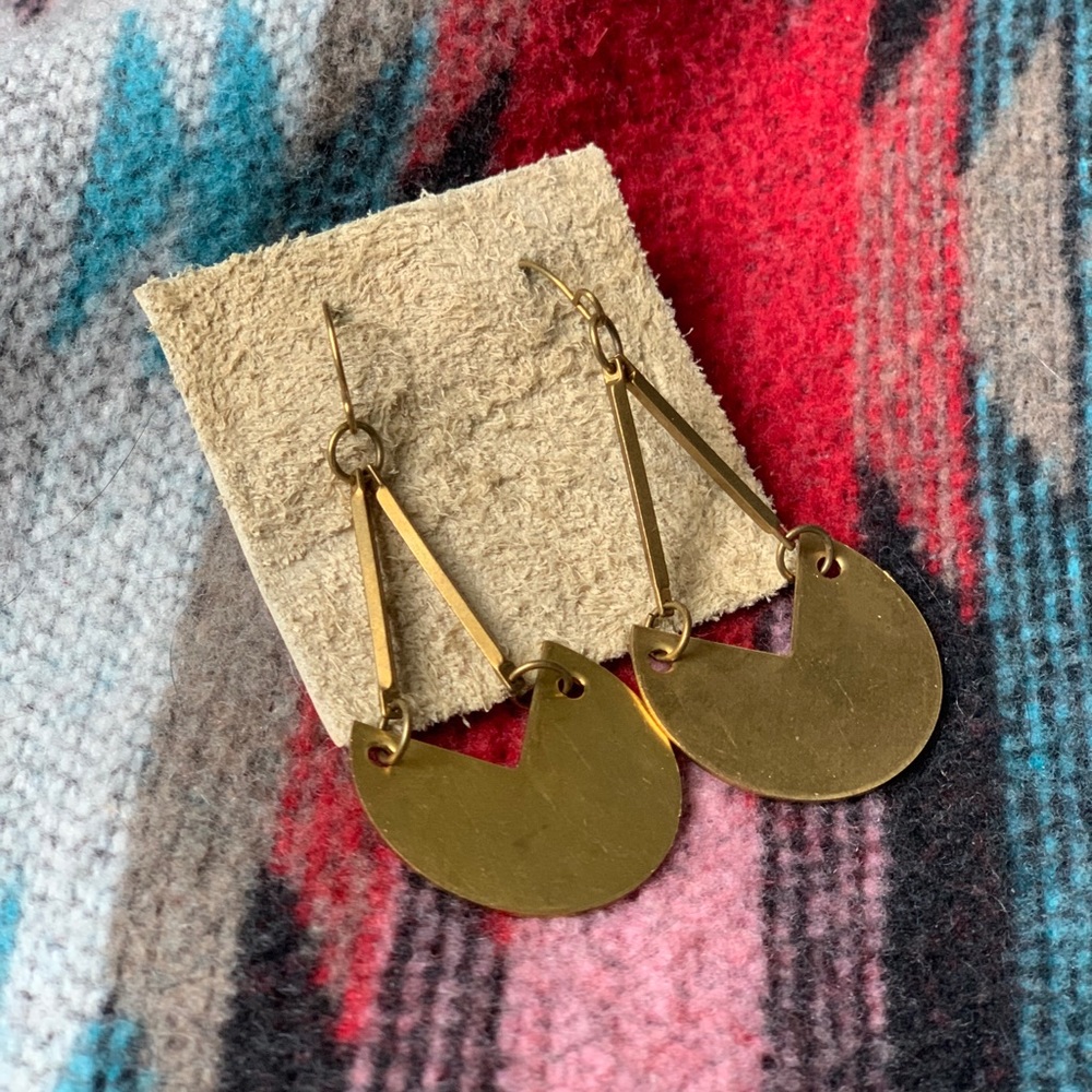 Handmade Arcade Brass Dangle Earrings